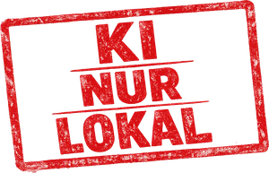 Roter Stempelabdruck mit der Aufschrift „KI nur lokal“